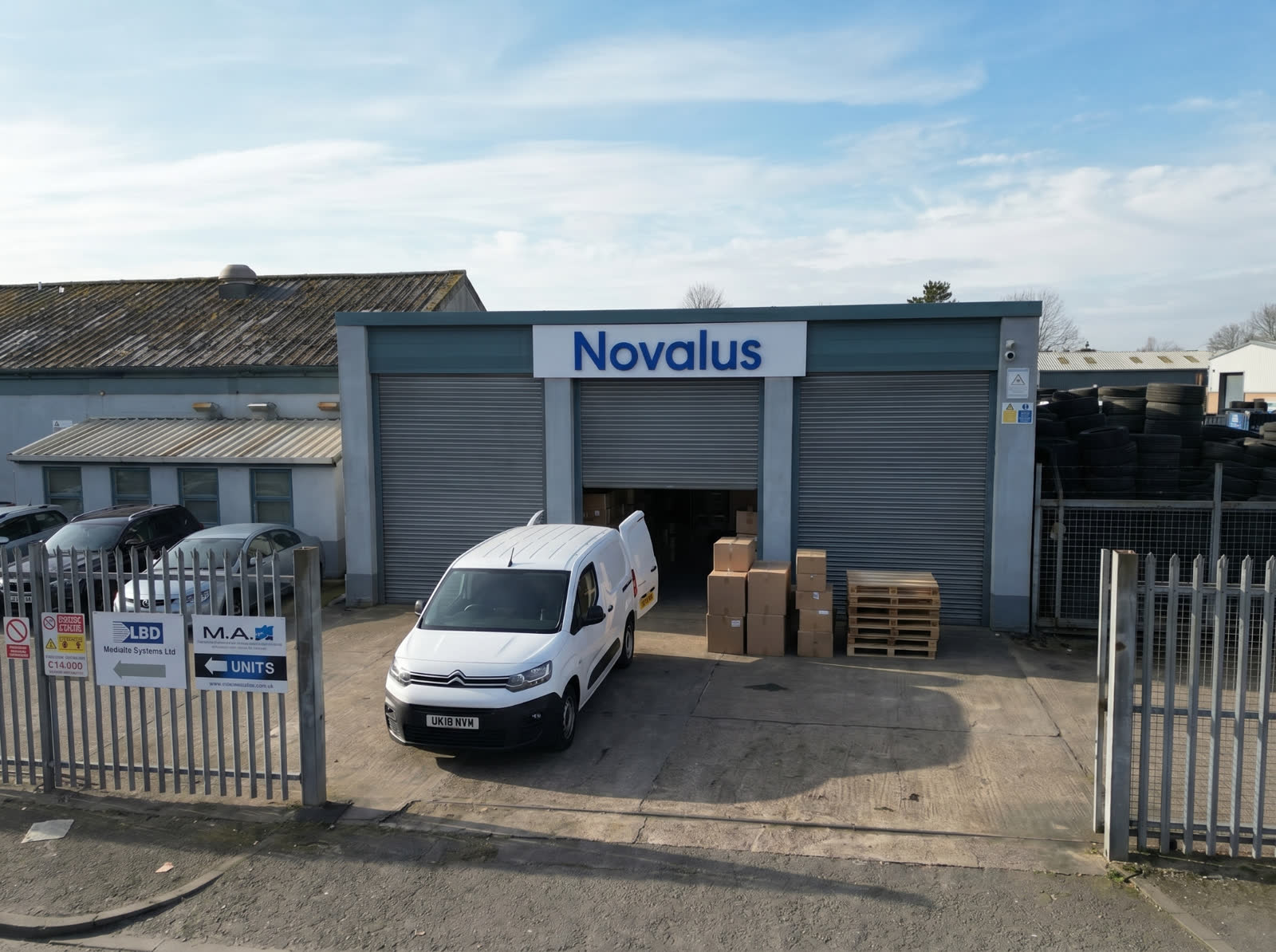 Novalus storefront and warehouse in Morecambe, United Kingdom